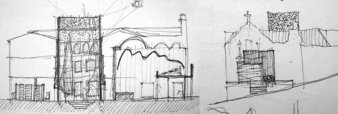 Boceto sección y alzado fachada